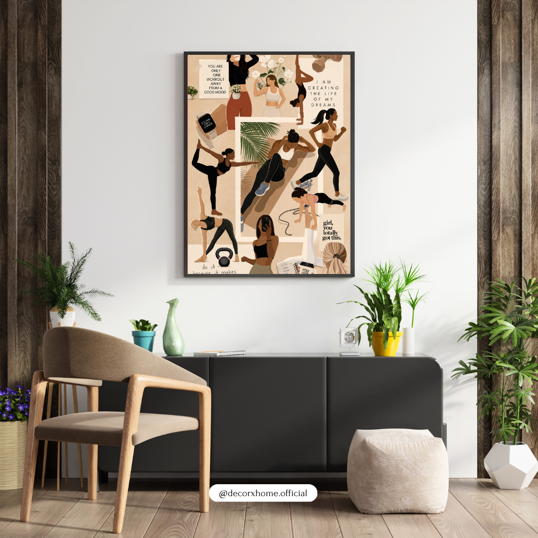 Fitness Motivation Vision Board Poster – Women’s Wellness & Workout Inspiration Wall Art