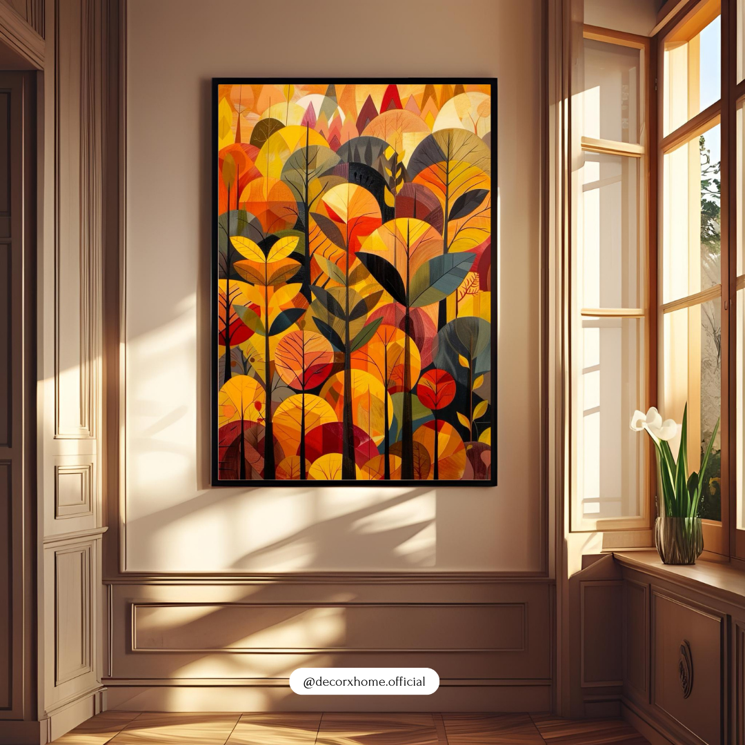 Autumn Forest Abstract Wall Art Poster – Modern Botanical Nature Illustration | Decorxhome