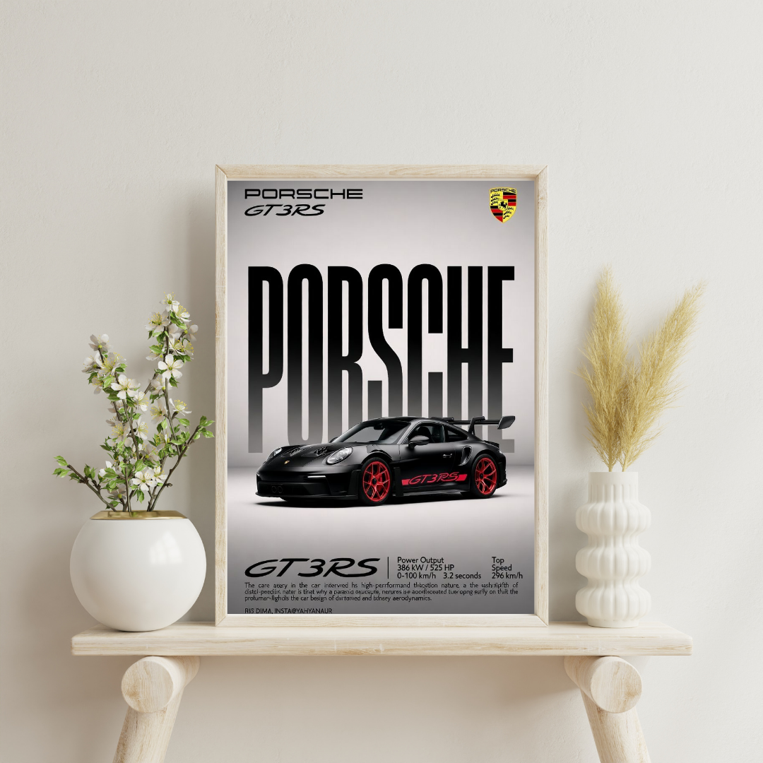 Porsche GT3 RS Performance Wall Poster | Iconic Supercar Art Print by Decorxhome
