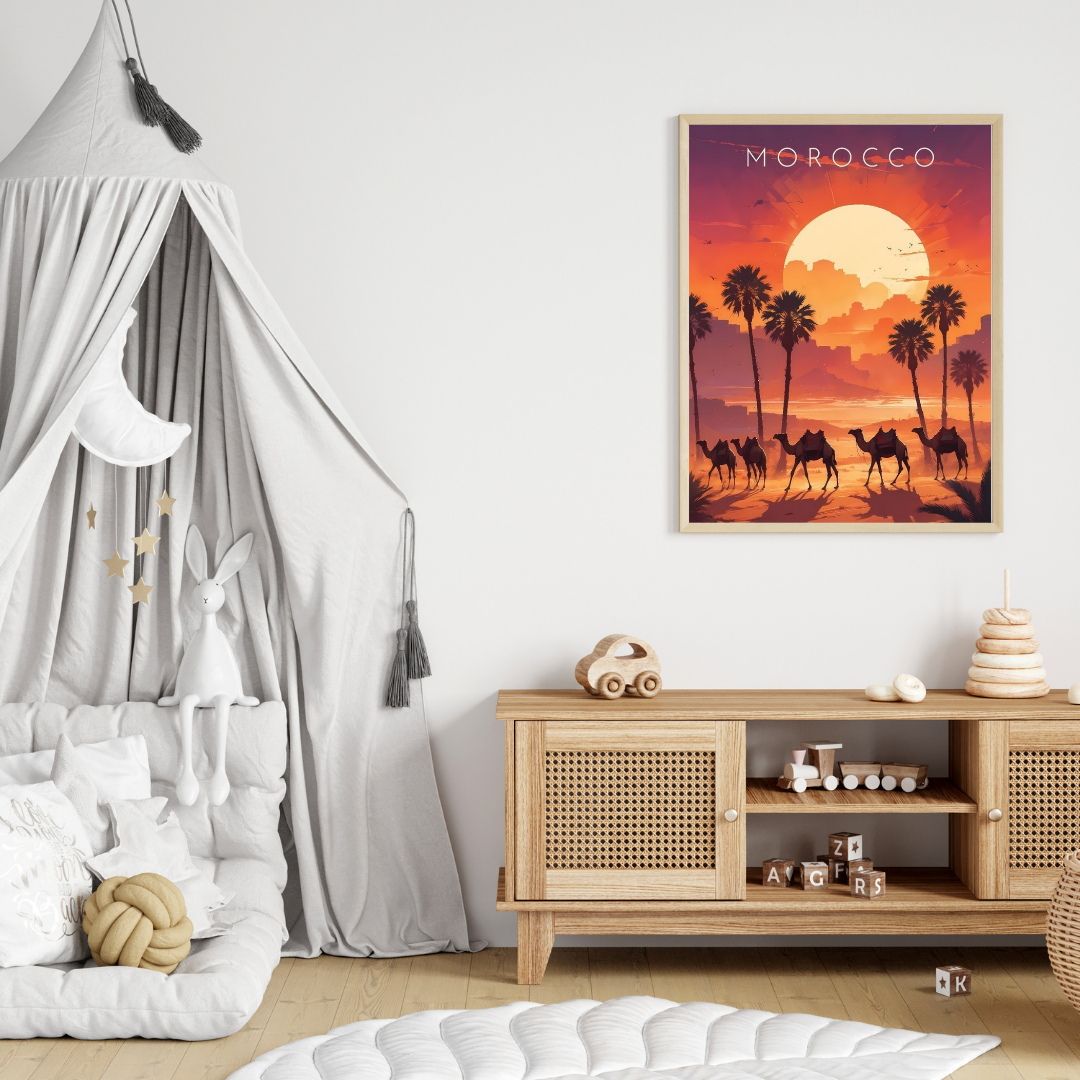 🐪 Morocco Desert Sunset – Framed Travel Wall Art Print 🖼️