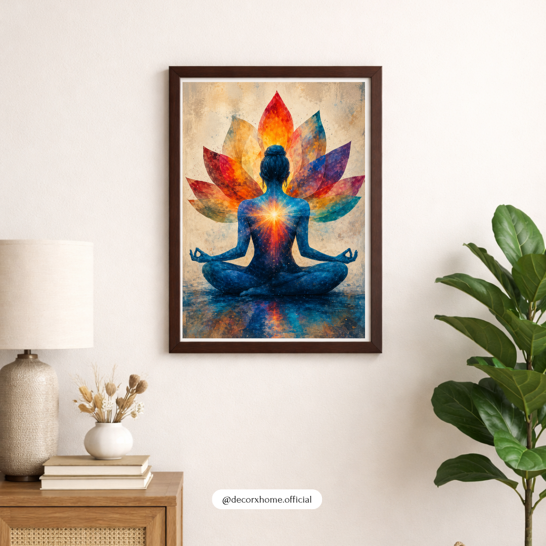Decorxhome – Cosmic Lotus Meditation Wall Art Poster