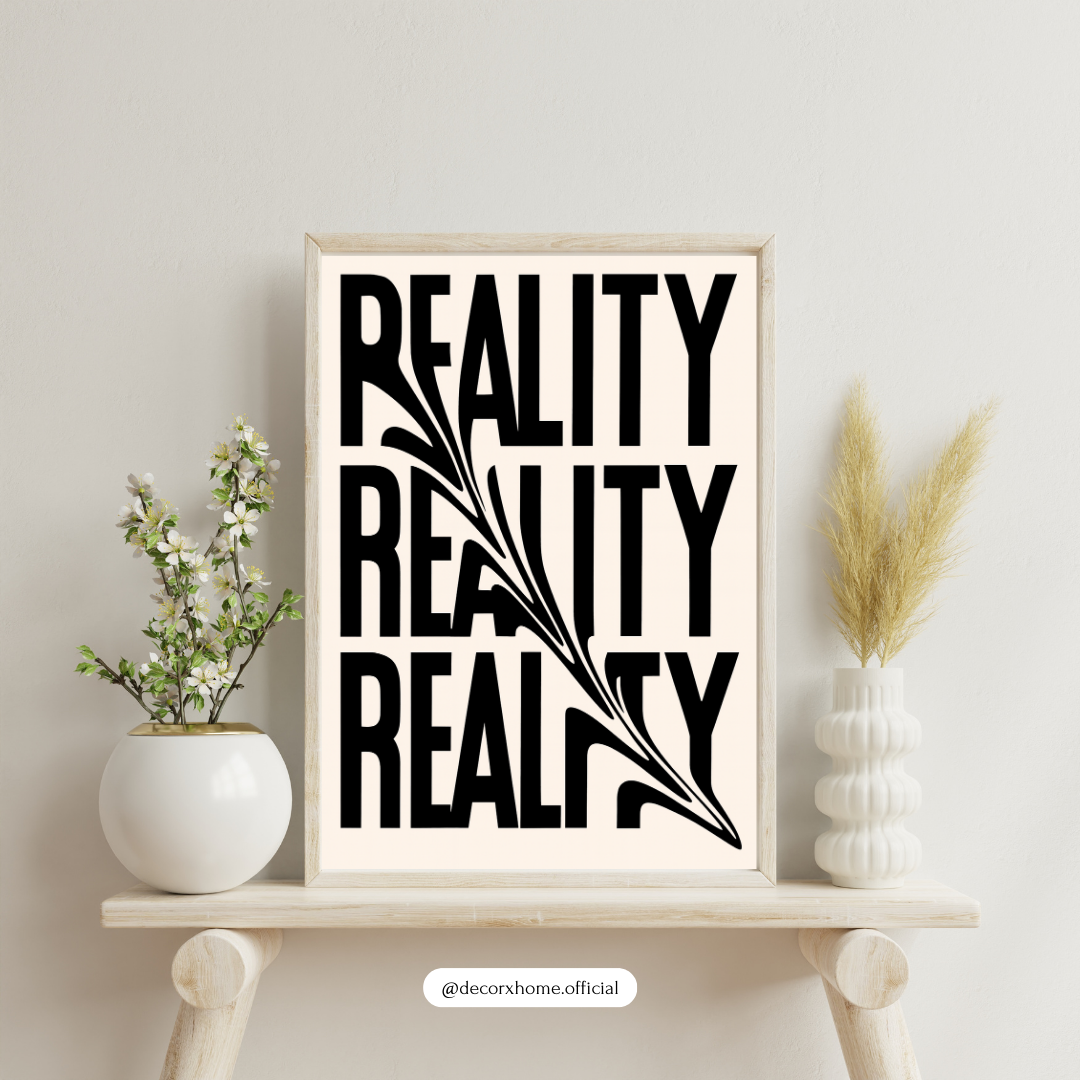 Distorted Reality Typography Poster – Modern Minimal Wall Art