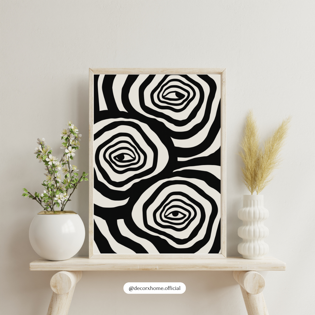 Modern Abstract Swirl Art – Black & White Minimalist Wall Poster