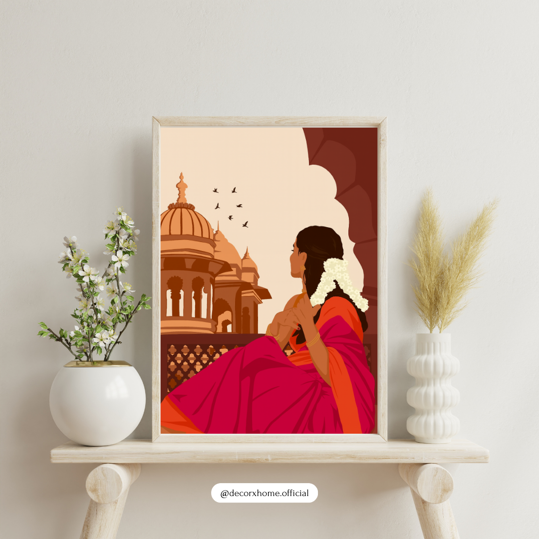 Golden Retro Floral Poster – Vintage-Inspired Aesthetic Wall Art