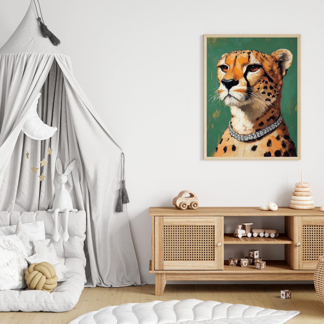 Elegant Cheetah Wall Art – Framed Animal Print for Modern Home & Office Decor