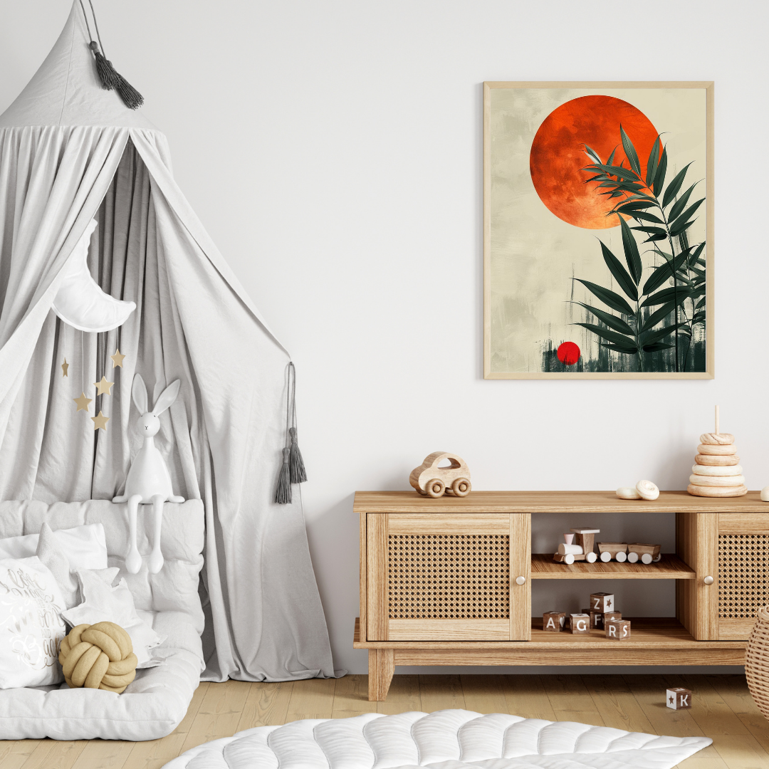 Boho Botanical Wall Art with Frame – Minimalist Modern Decor for Living Room, Bedroom & Office