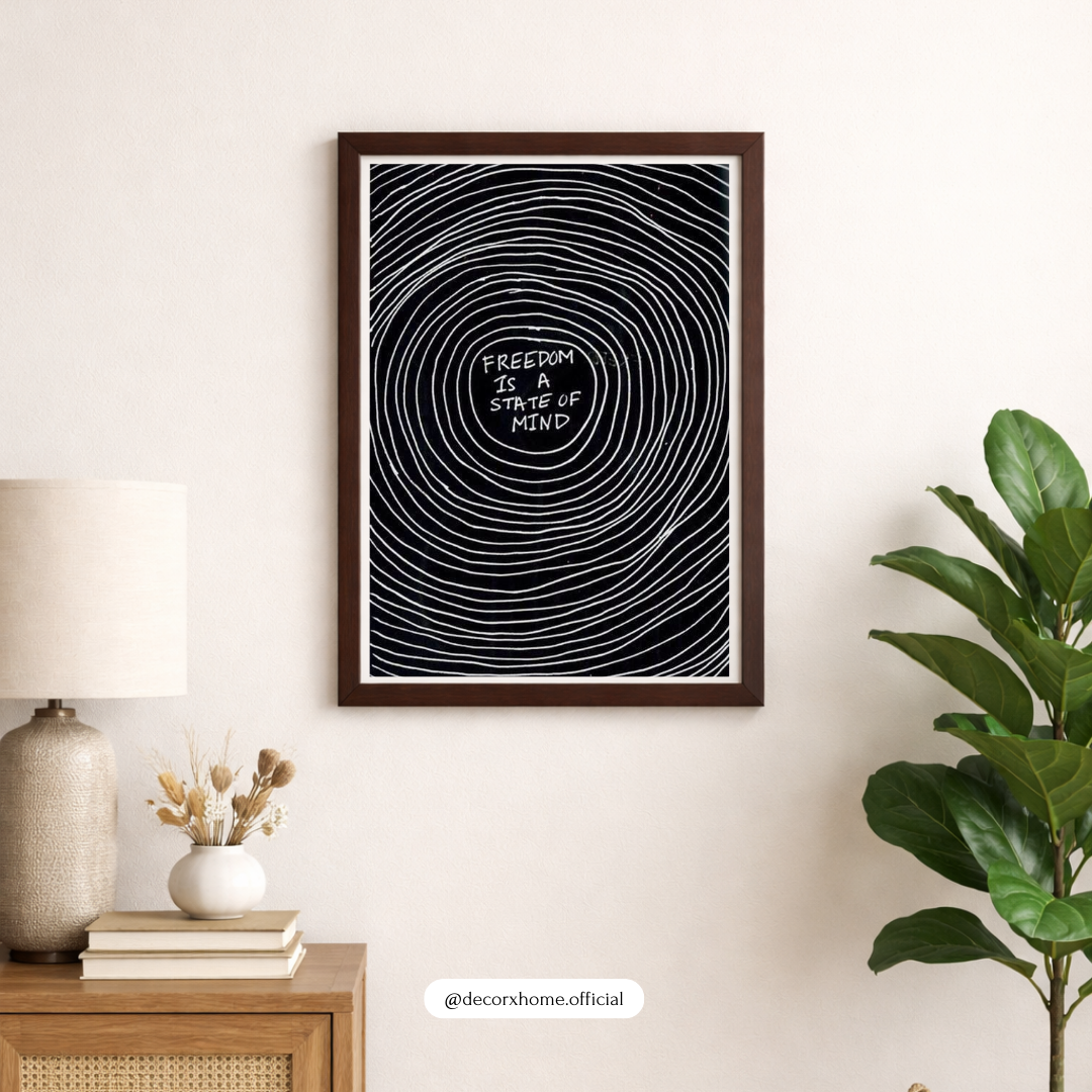 Freedom Is a State of Mind – Minimal Quote Wall Poster by Decorxhome