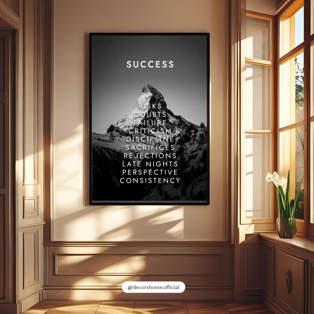 Success Mountain Motivation Poster – Discipline & Consistency Wall Art | Decorxhome