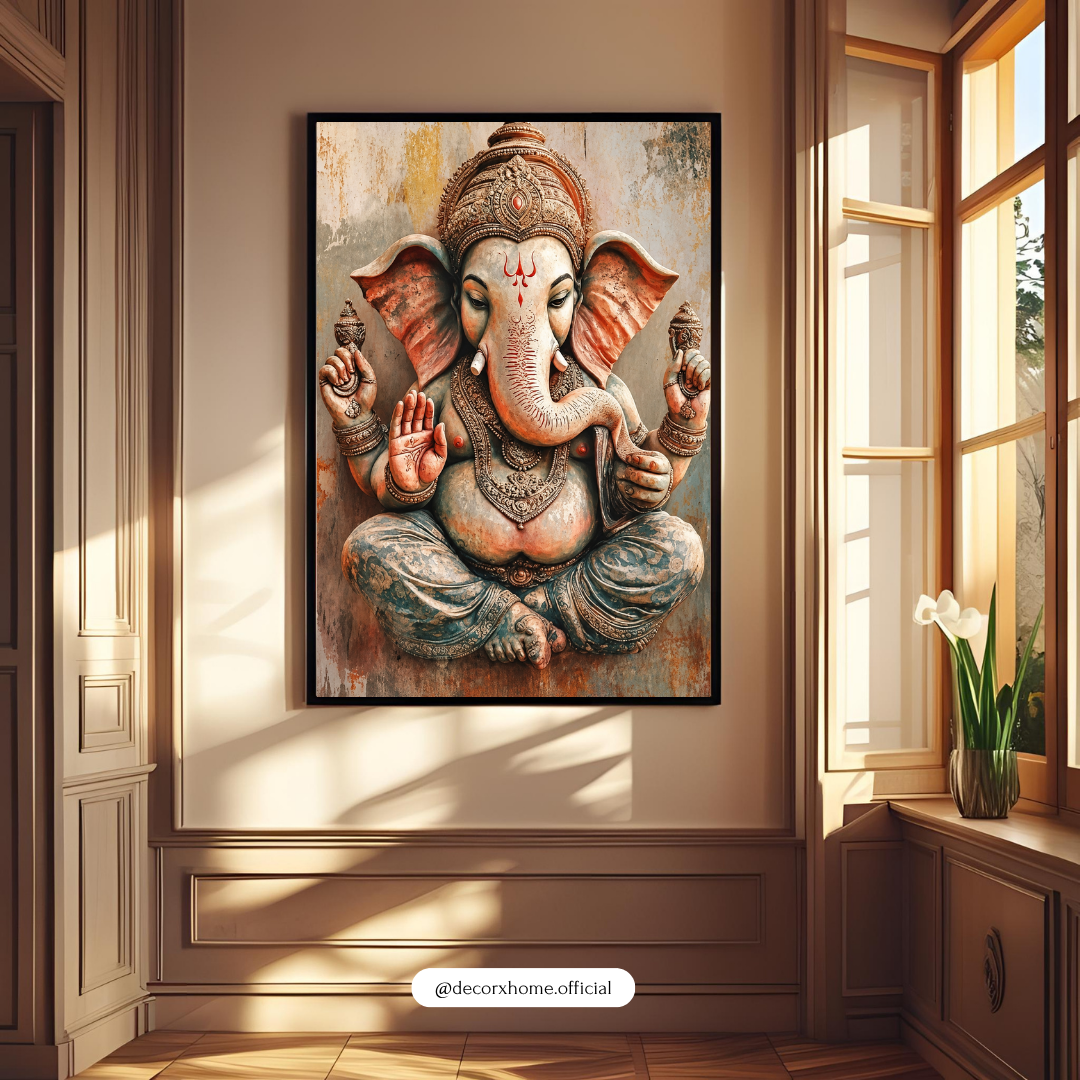 Lord Ganesha Wall Art Poster | Traditional Ganpati Spiritual Artwork | Divine Hindu God Wall Decor | Decorexhome