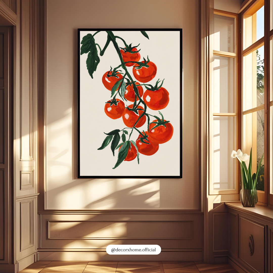 Tomato Vine Illustration – Modern Botanical Kitchen Wall Art Poster | DecorxHome