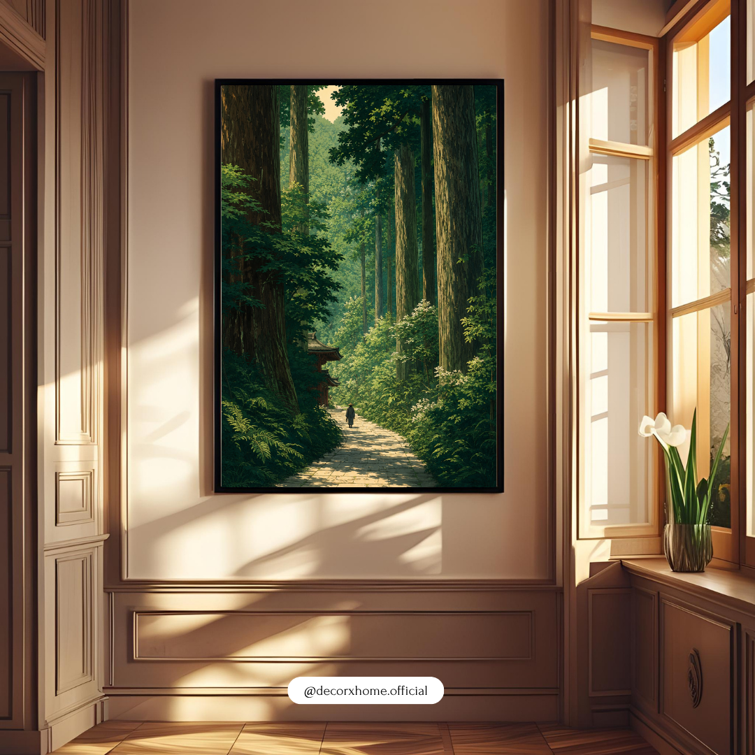 Japanese Forest Path Nature Wall Art Poster | Serene Woodland Landscape Print | Decorexhome