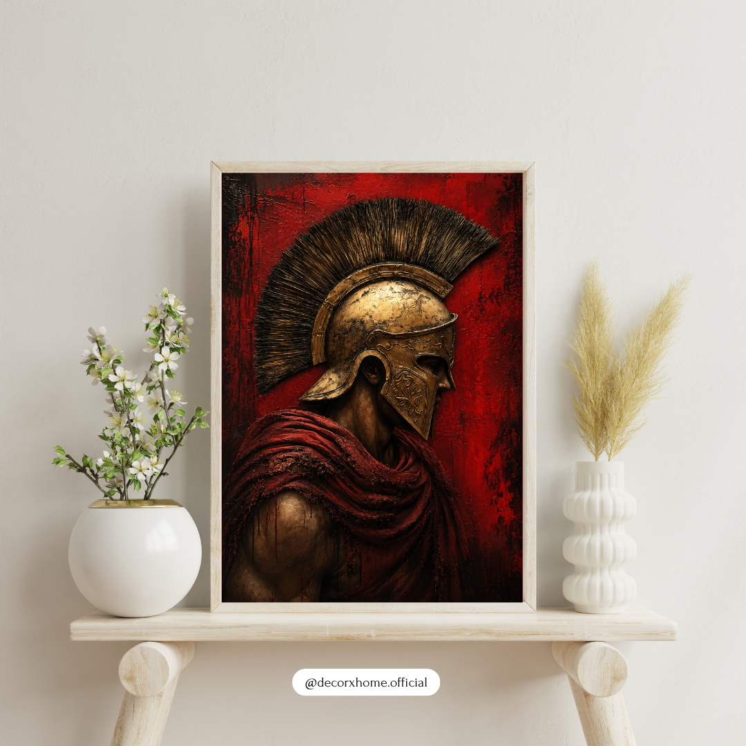 Spartan Warrior Vintage Art Poster – Ancient Greek Gladiator Wall Décor by Decorxhome