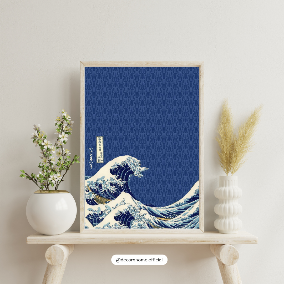 The Great Wave – Japanese Minimal Art Wall Poster (Deep Blue Edition)