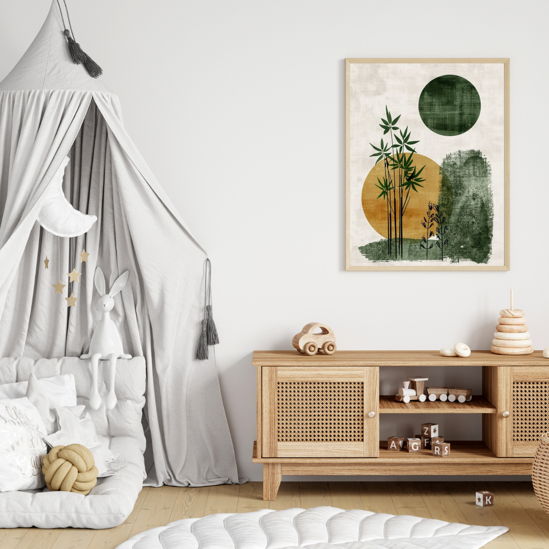 Abstract Bamboo & Sun Spiritual Wall Poster 🌿☀️