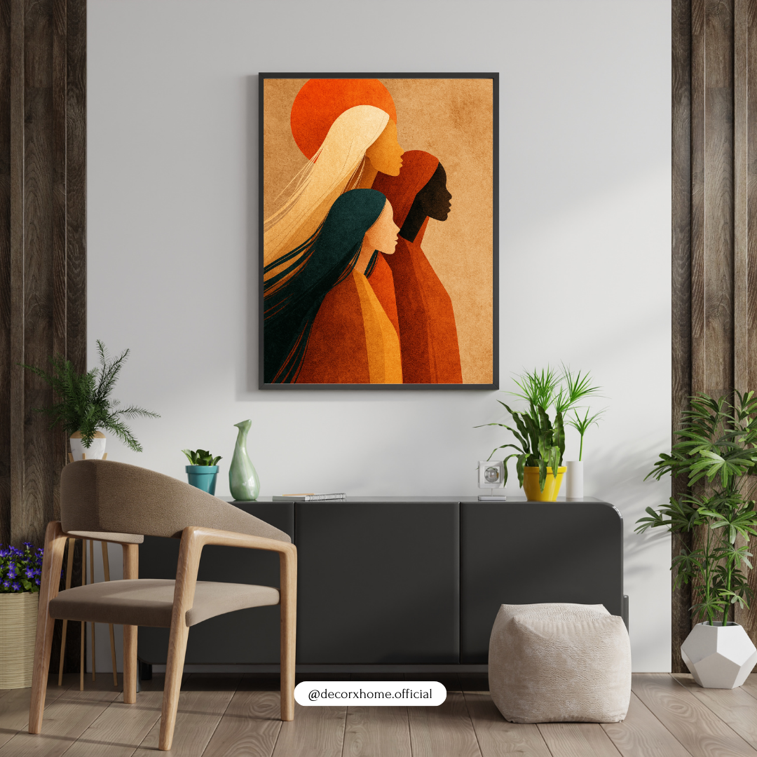 Sisterhood Abstract Art Poster – Women Empowerment Minimal Wall Decor