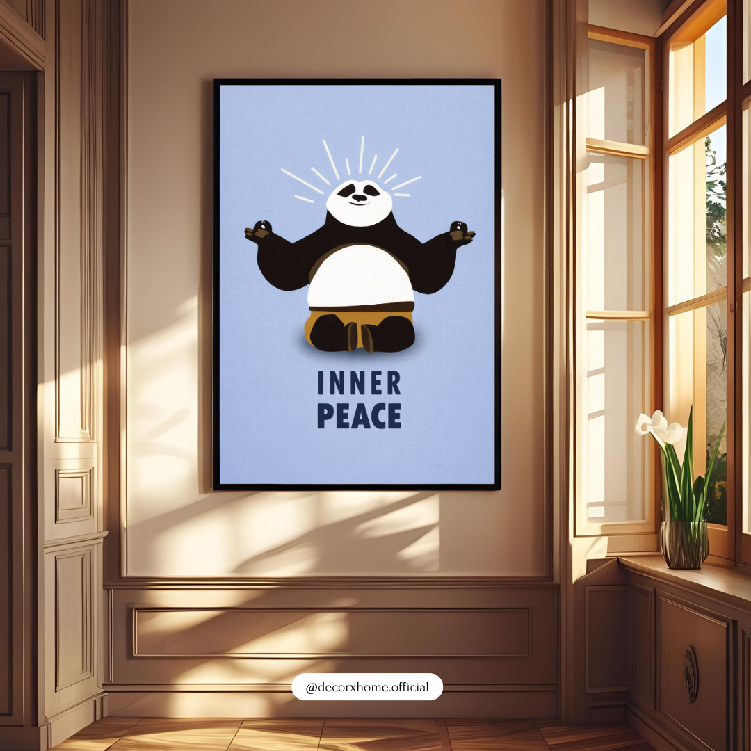 Inner Peace Panda Wall Art | Cute Meditation Poster | Minimal Motivational Decor | Decorxhome