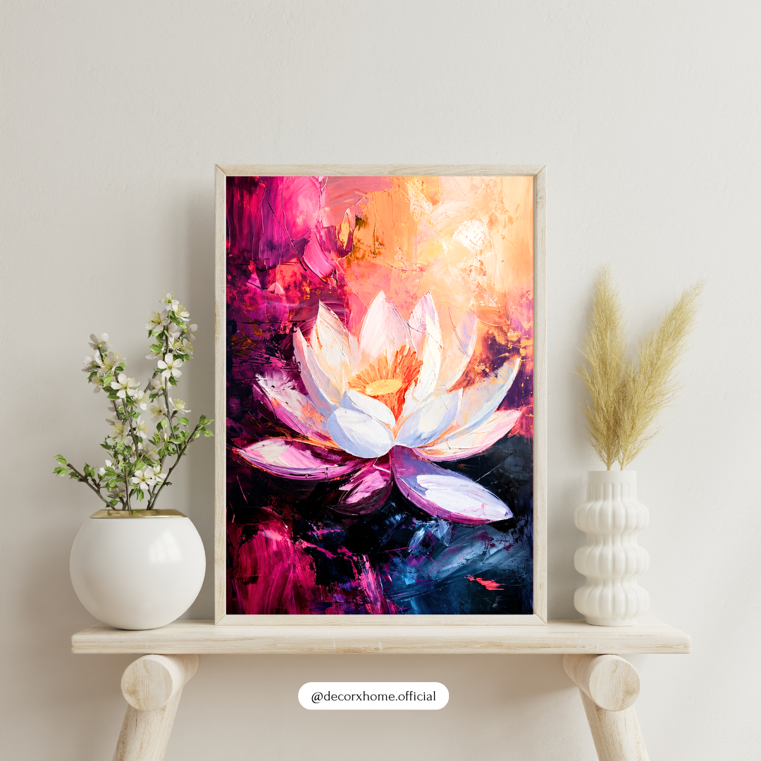Abstract Lotus Bloom Poster | Vibrant Floral Wall Art | Modern Botanical Decor by DecorxHome
