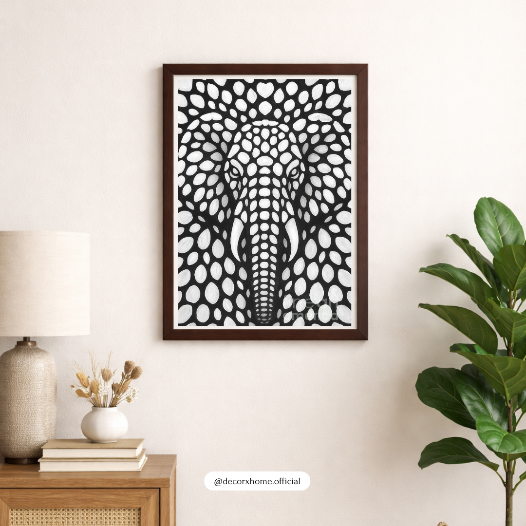 Abstract Elephant Wall Art Poster – Modern Black & White Home Décor by Decorxhome