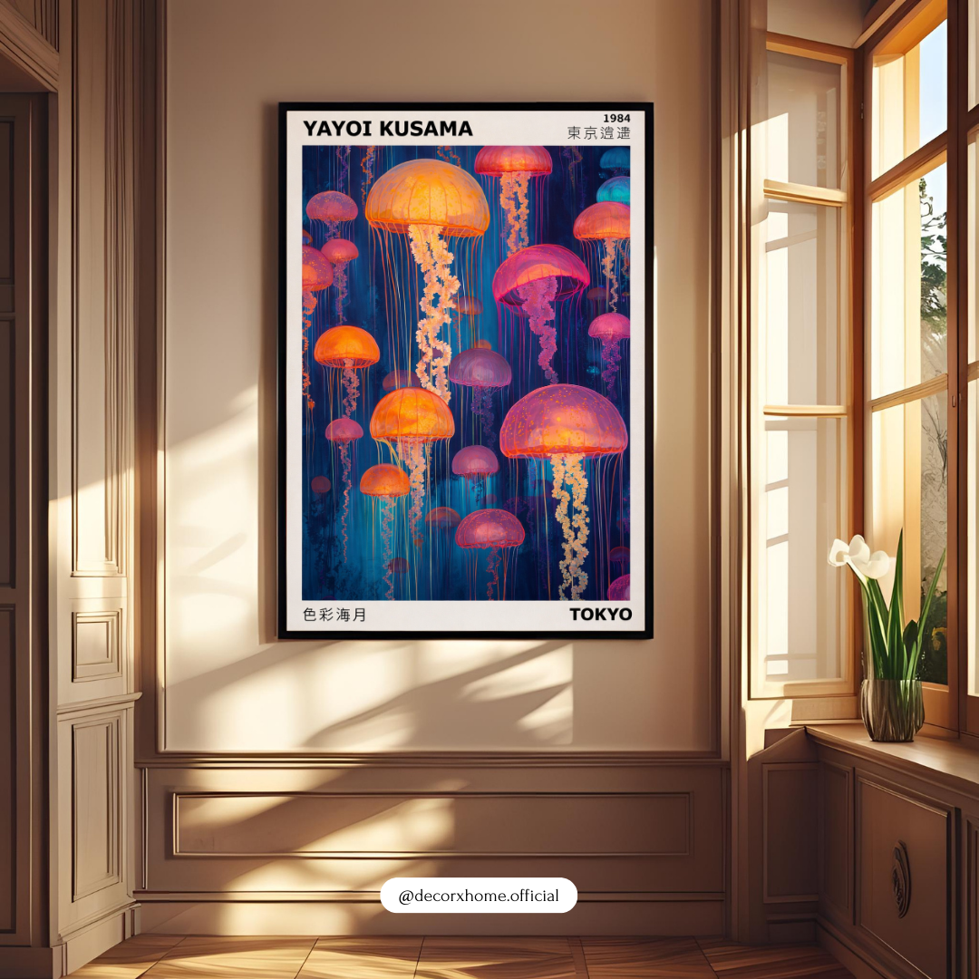 Yayoi Kusama Inspired Jellyfish Poster – Vibrant Tokyo Art Wall Print | Decorxhome