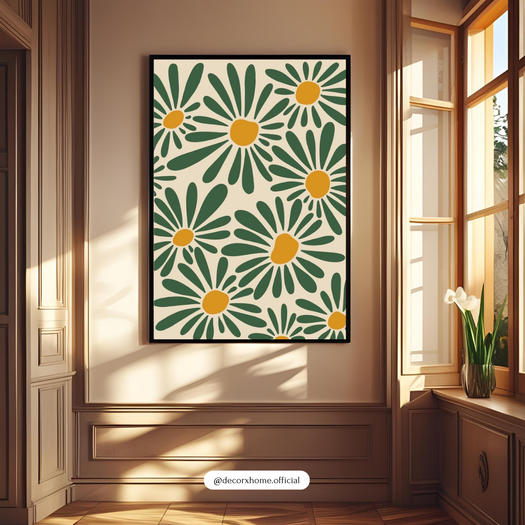 Green Daisy Garden – Modern Floral Wall Poster