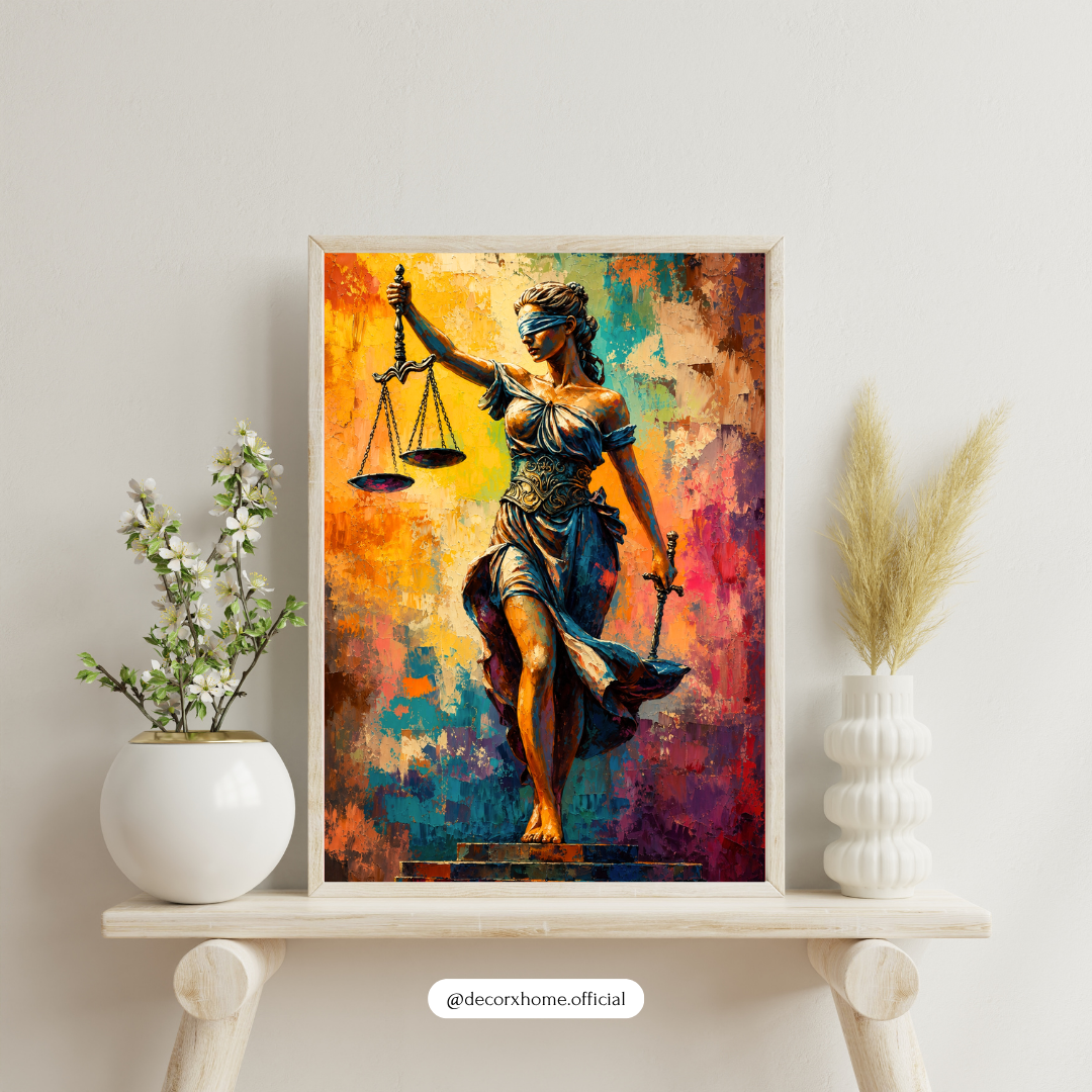 Lady Justice Abstract Art Poster – Colorful Modern Legal Wall Décor by Decorxhome