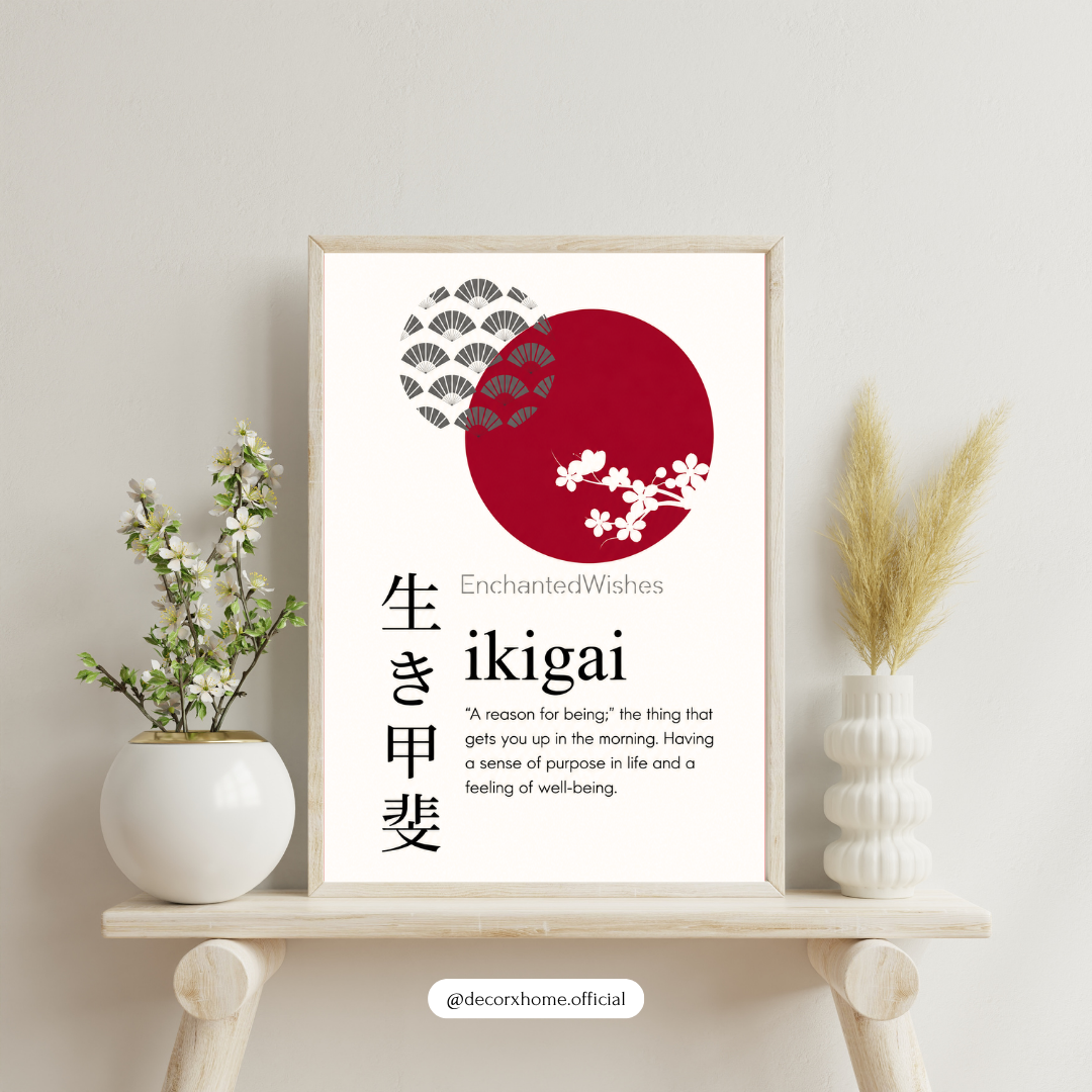 Ikigai Japanese Motivation Poster | Minimalist Zen Wall Art by DecorxHome
