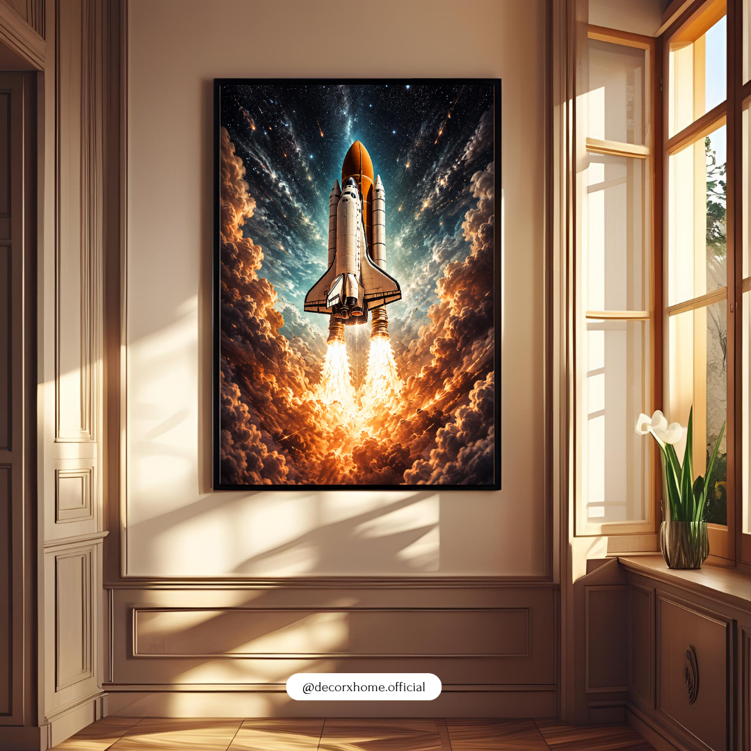 Space Shuttle Launch Wall Art Poster | Rocket & Cosmic Sky Inspirational Print | Decorexhome