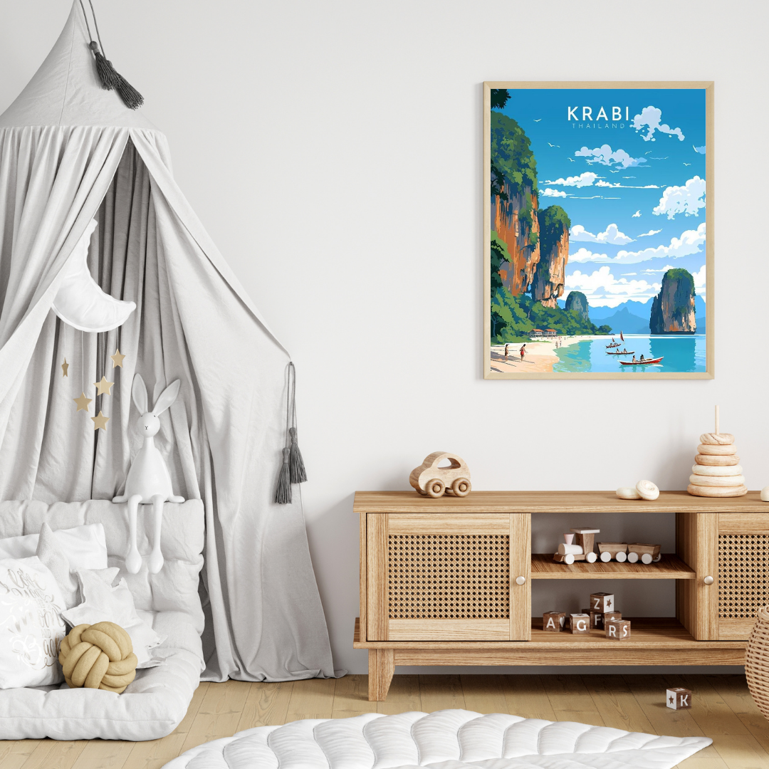 🌴 Krabi, Thailand – Framed Travel Wall Art Print 🖼️