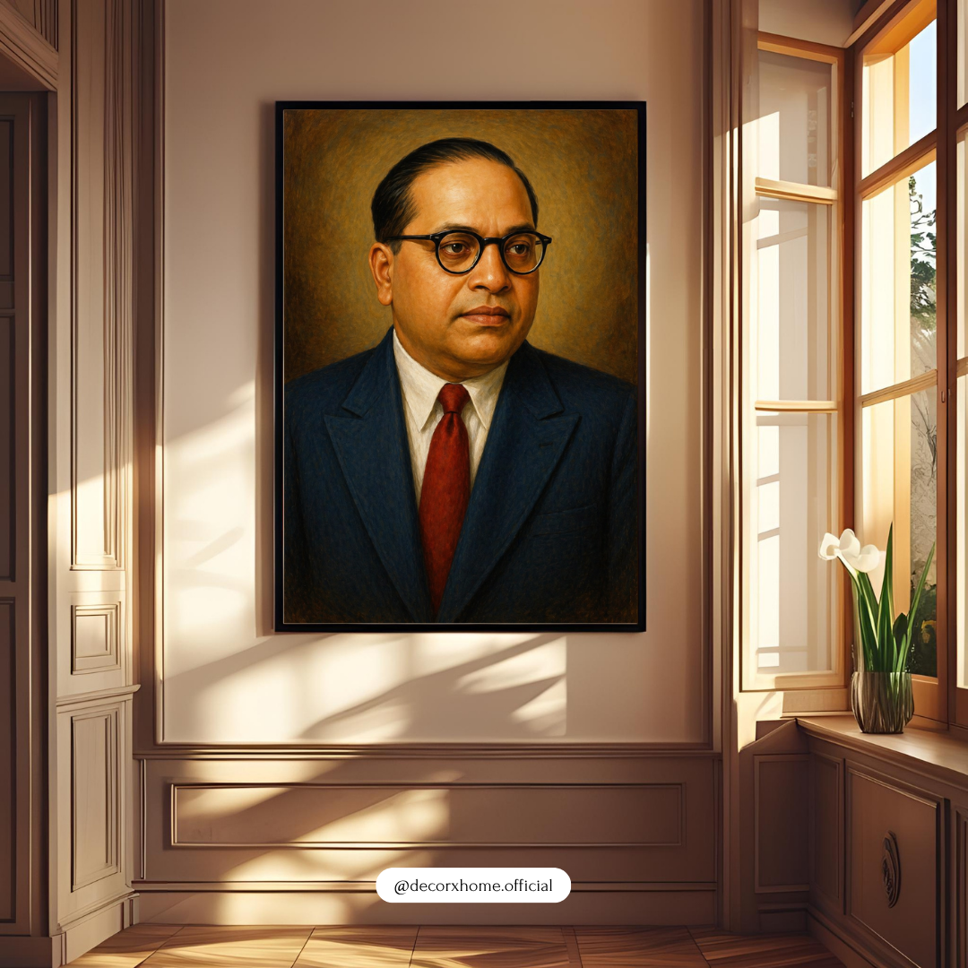 Dr. B. R. Ambedkar Portrait Wall Art with Frame – Classic Indian Leader Poster for Home, Office & Study