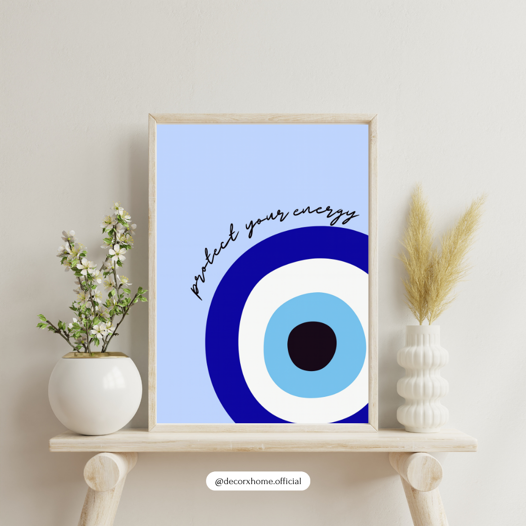 Protect Your Energy Evil Eye Poster – Minimal Spiritual Wall Art