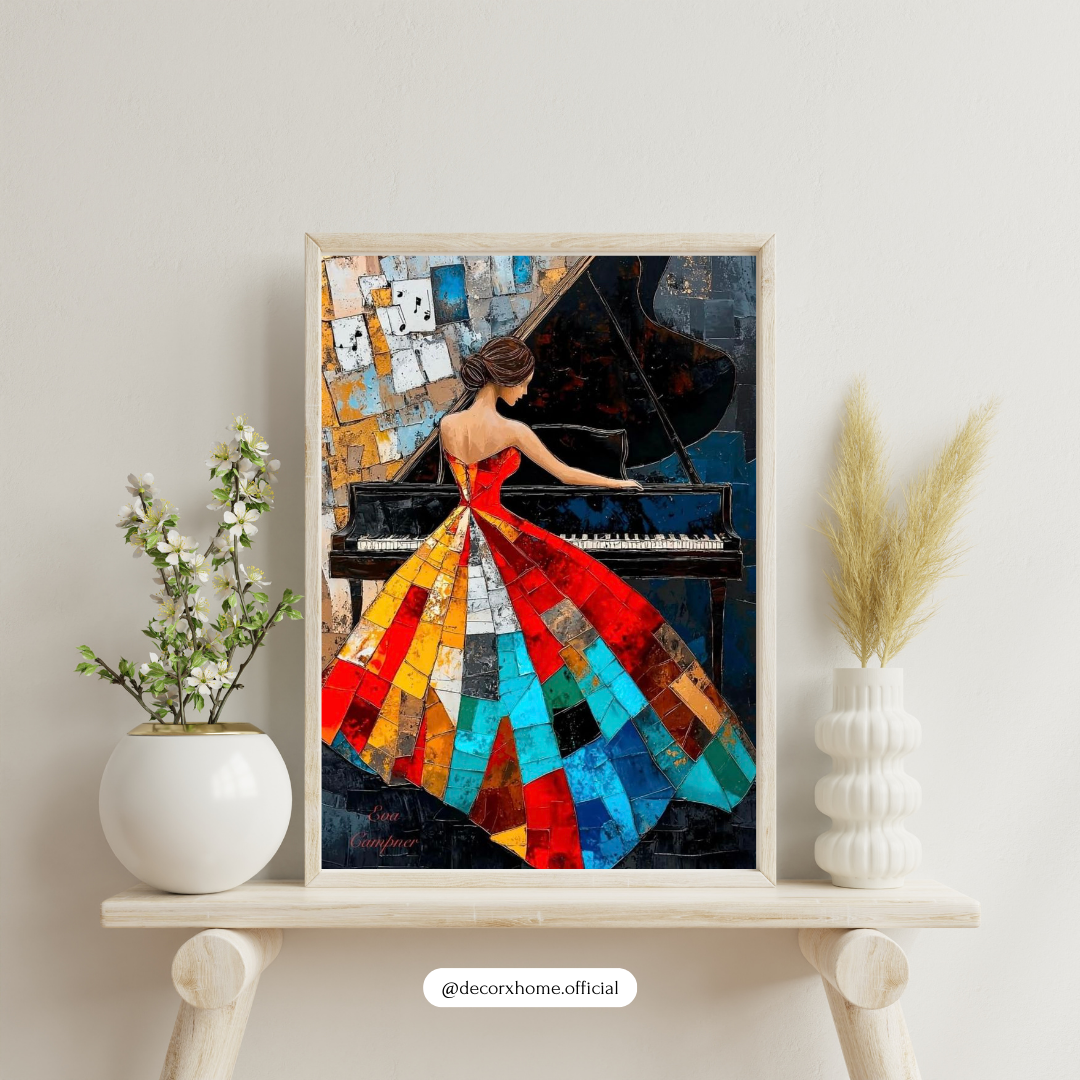 Colorful Pianist Art Poster – Elegant Musical Abstract Wall Decor