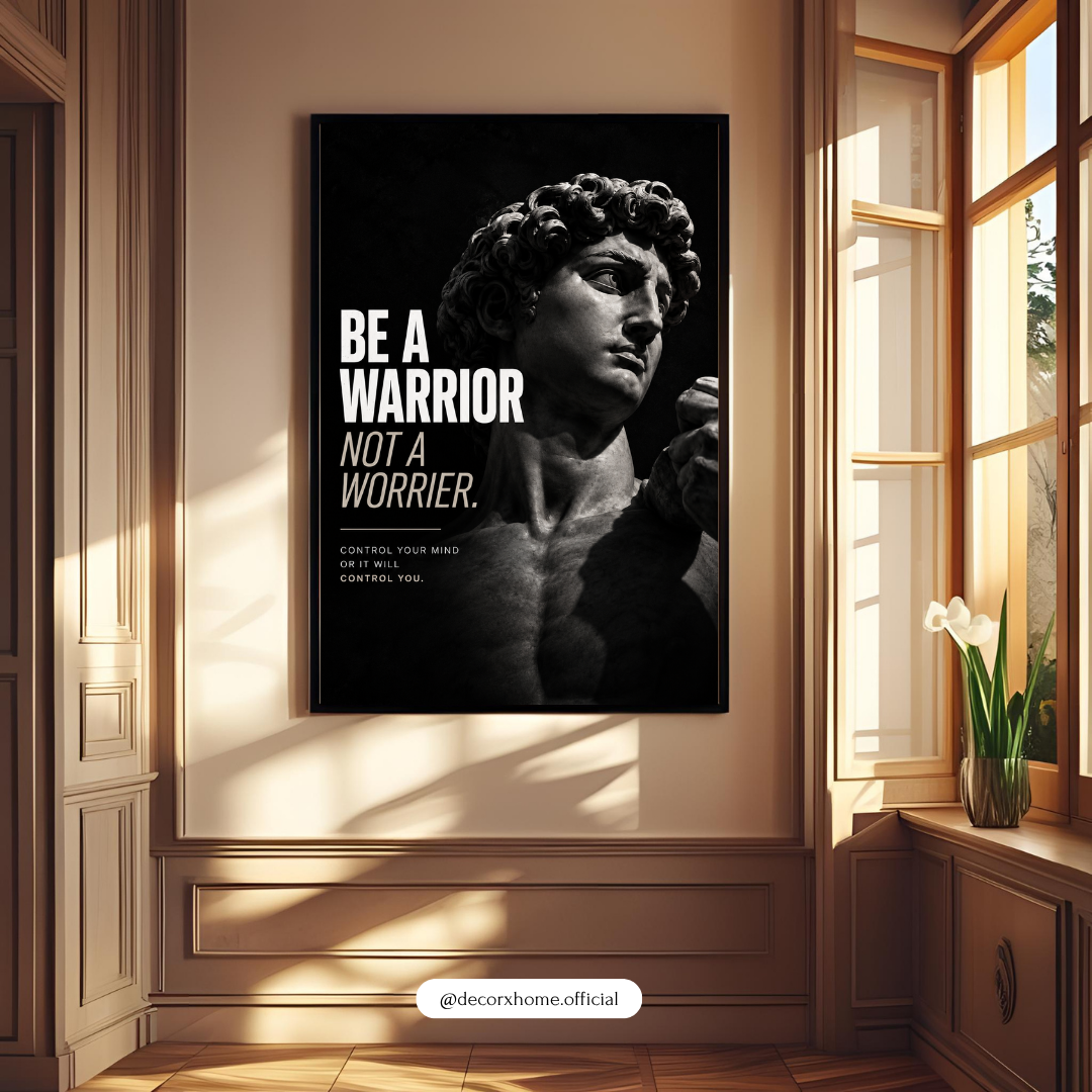 Be a Warrior, Not a Worrier – David Statue Motivational Wall Poster | Decorexhome