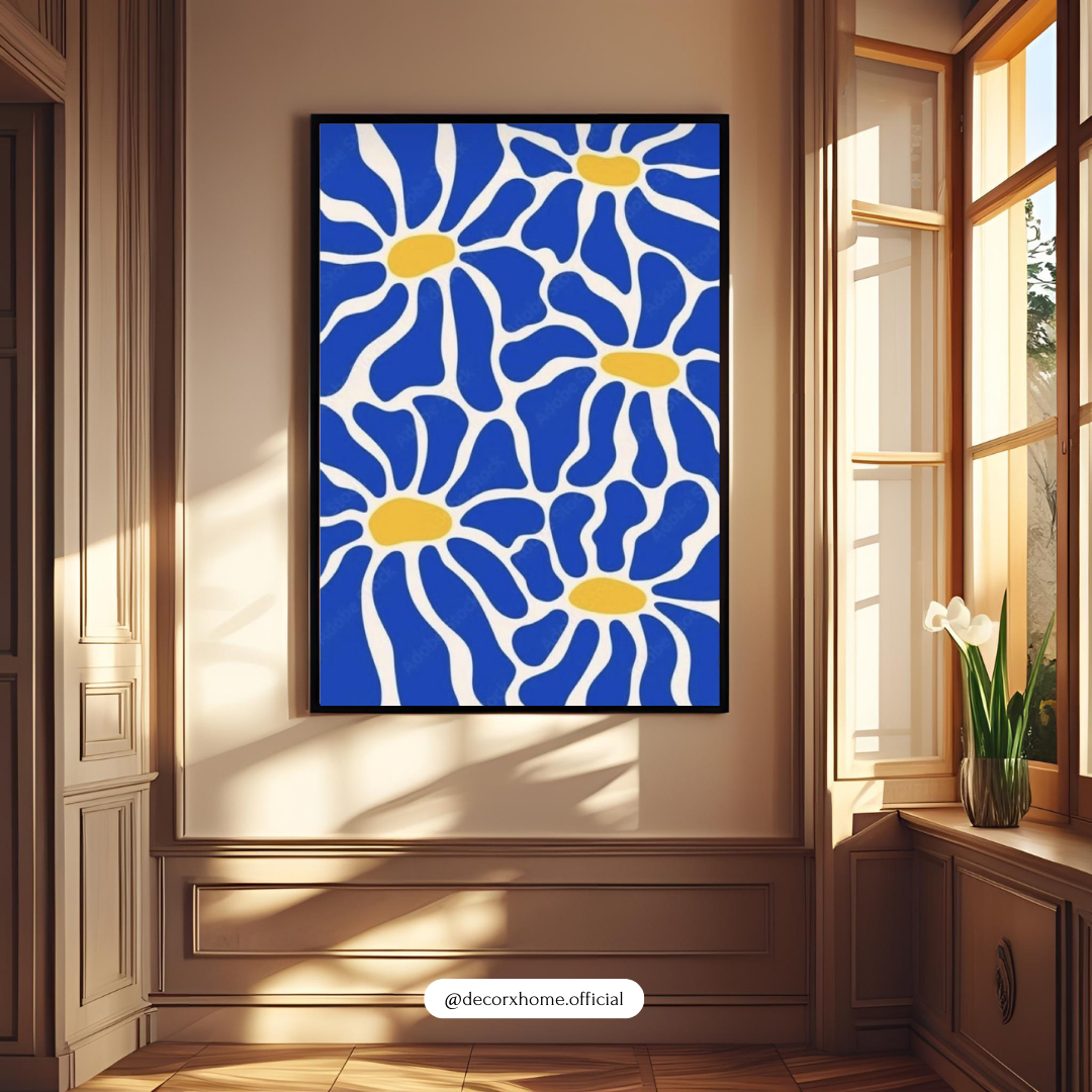 Blue Bloom Harmony – Abstract Floral Pattern Wall Poster