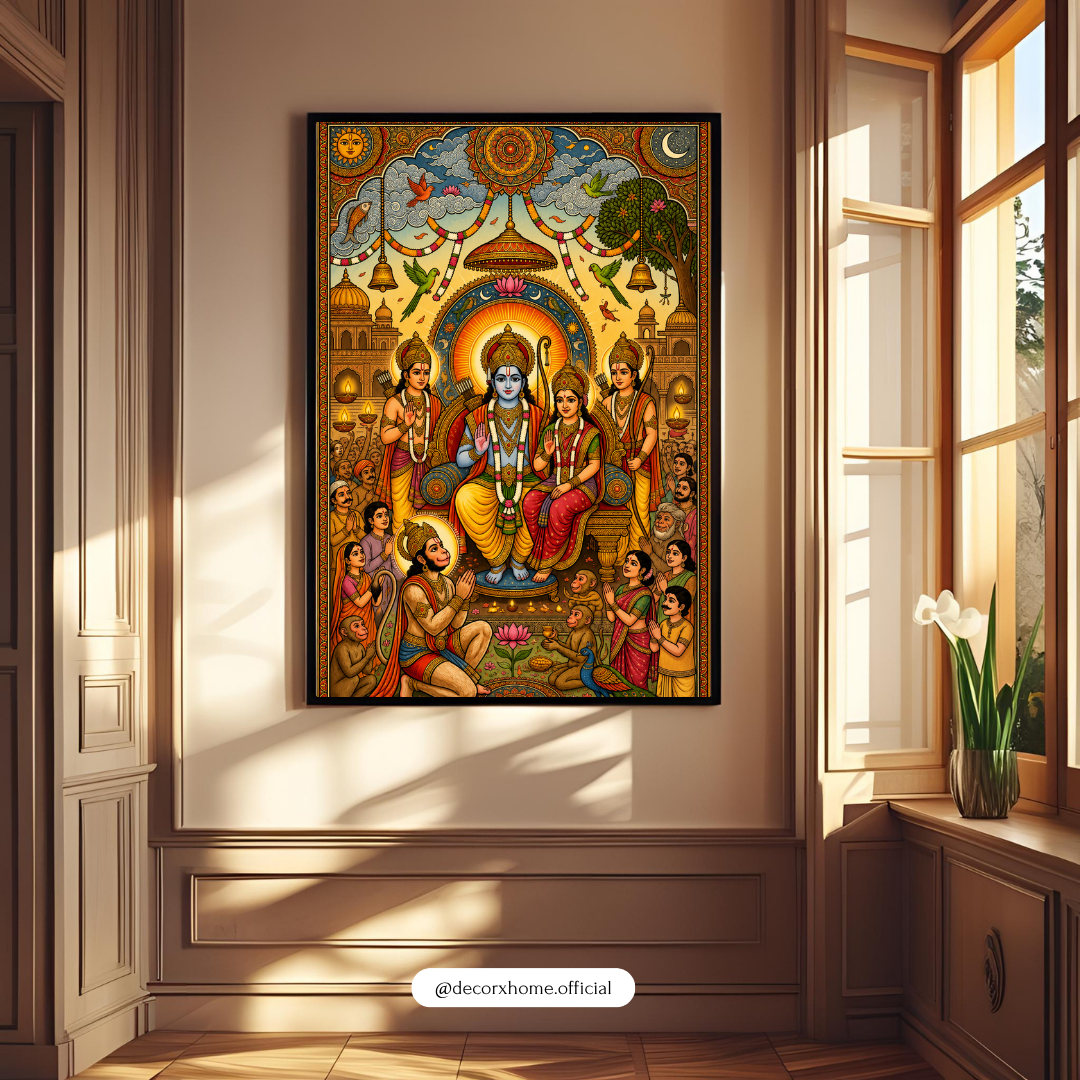 Lord Shiva & Parvati Madhubani Art Poster | Traditional Indian Spiritual Wall Decor | Mahadev & Devi Artwork | Decorexhome (Copy)