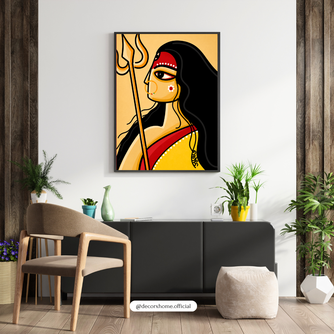 Shakti Devi Folk Art Poster | Traditional Indian Goddess Wall Art by Decorxhome