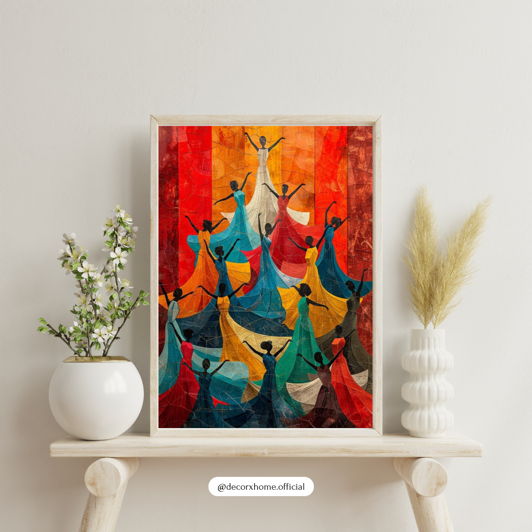 Colorful Dancers Abstract Poster – Vibrant Movement Art Wall Decor