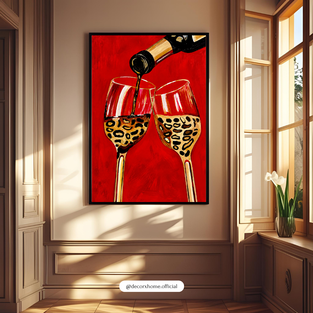 Red Wine Glass Wall Art Poster | Modern Wine & Dining Room Decor – Decorxhome