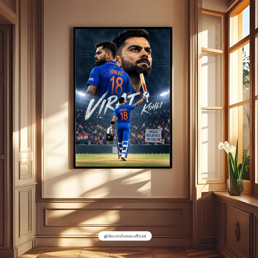 Virat Kohli 18 Cricket Wall Art Poster – King Kohli Indian Cricket Artwork | Sports Room Decor