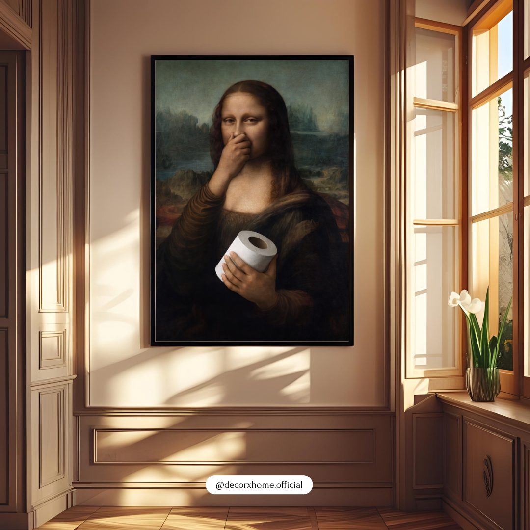 Funny Mona Lisa Toilet Paper Poster – Humorous Classic Art Parody | Decorxhome