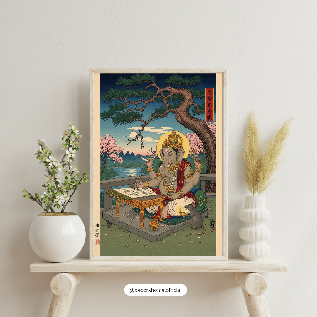 Lord Ganesha Traditional Art Wall Poster | Spiritual Indian Heritage Decor