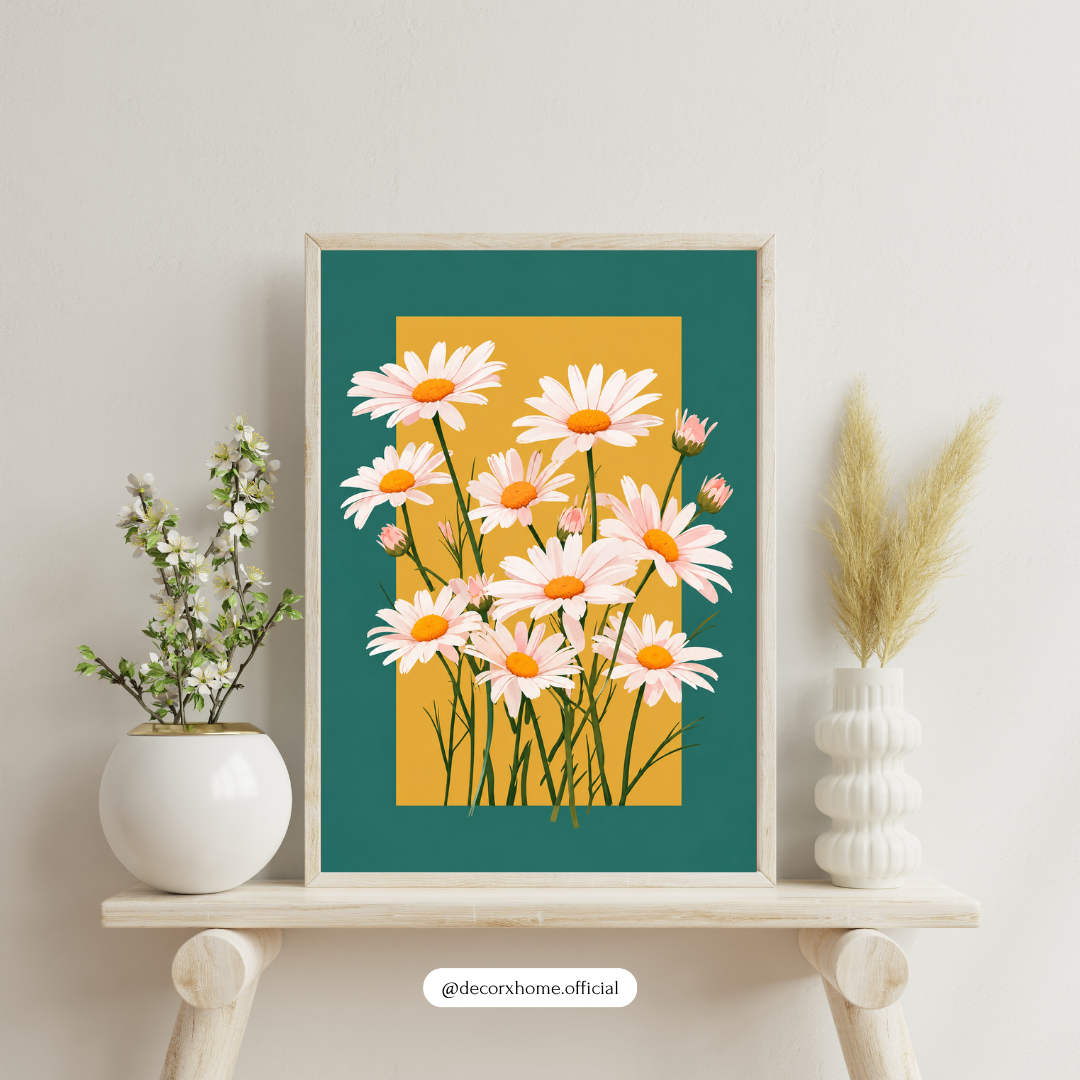 Blue & Beige FlorDaisy Flower Wall Art Poster | Teal & Mustard Yellow Floral Aesthetic – Decorxhomeal Abstract Wall Art | Modern Aesthetic Poster – Decorxhome (Copy)