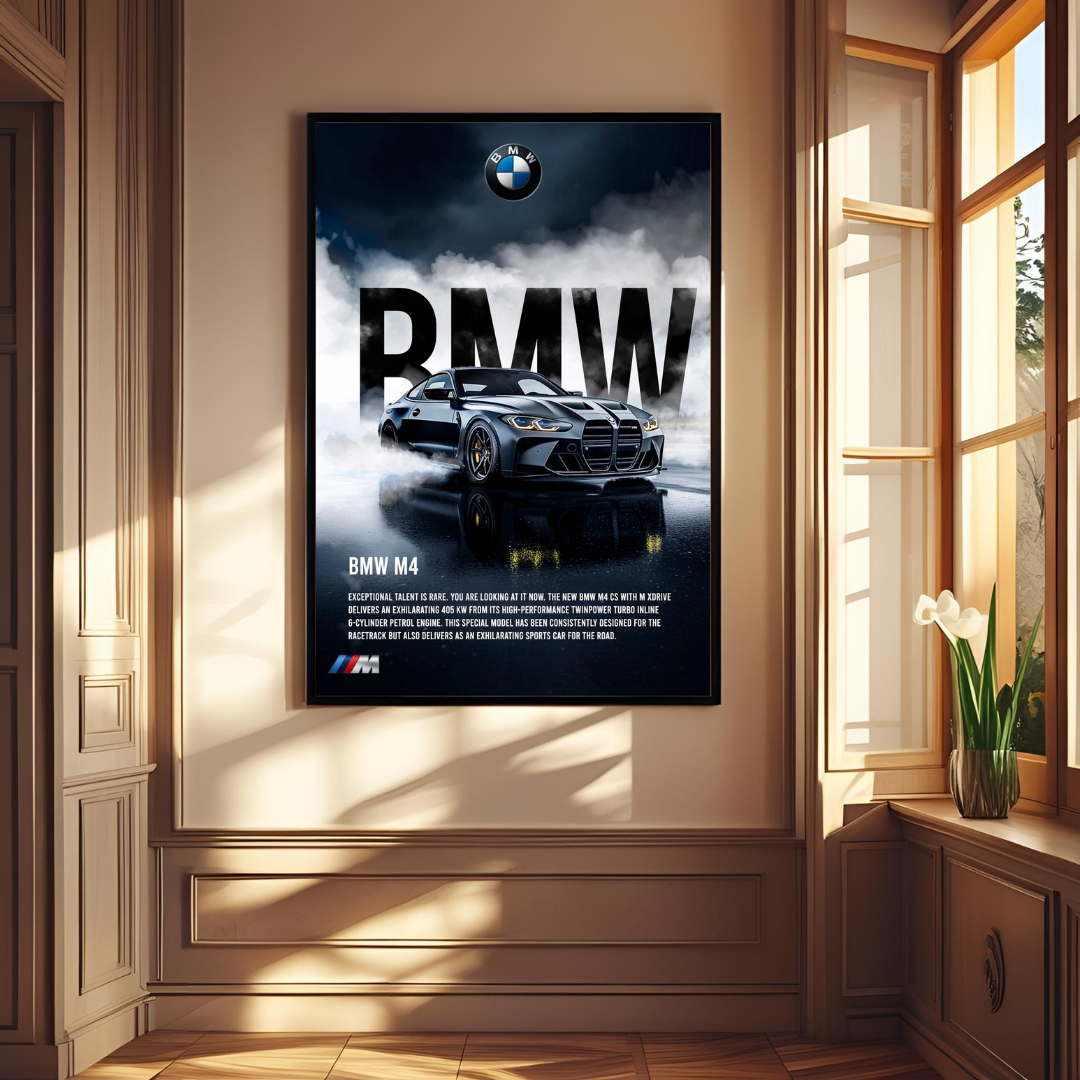BMW M4 Modern Wall Art Print – For Car Enthusiasts & Speed Lovers