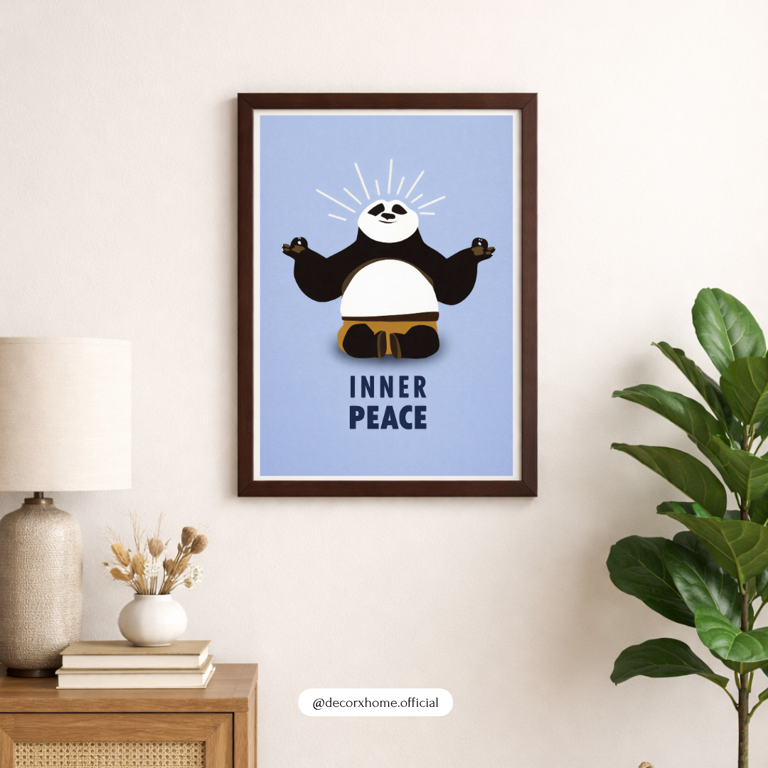 Inner Peace Panda Wall Art | Cute Meditation Poster | Minimal Motivational Decor | Decorxhome