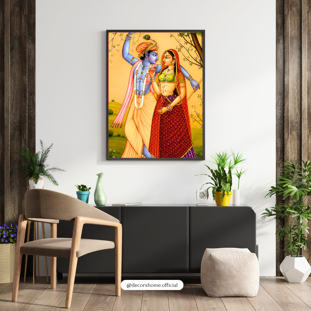 Radha Krishna Eternal Love Poster | Traditional Indian Spiritual Wall Art by DecorxHome