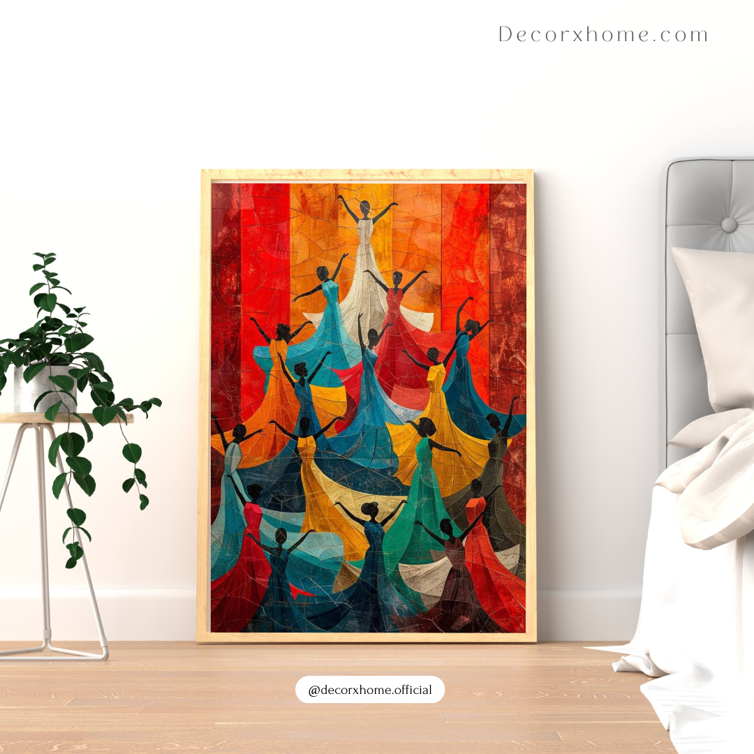 Colorful Dancers Abstract Poster – Vibrant Movement Art Wall Decor
