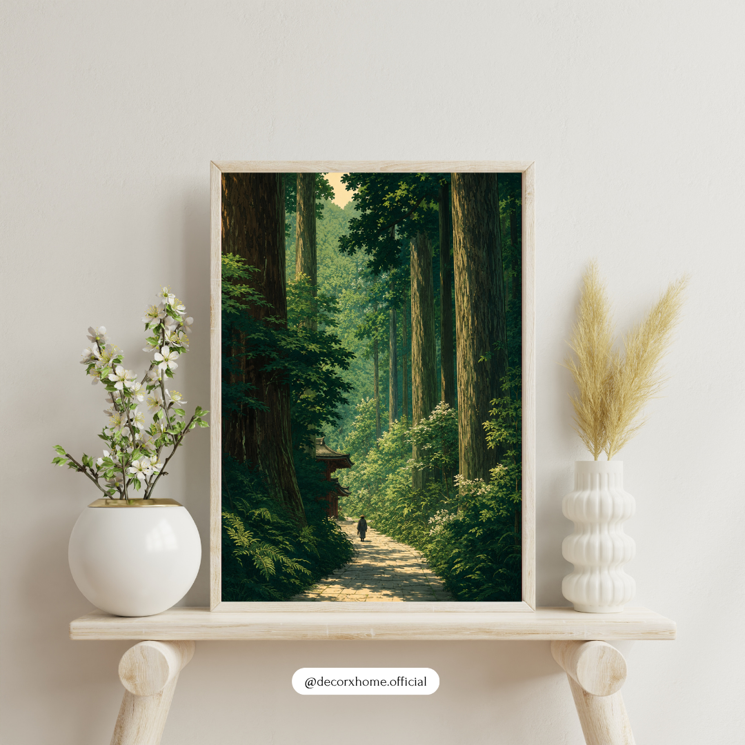 Japanese Forest Path Nature Wall Art Poster | Serene Woodland Landscape Print | Decorexhome