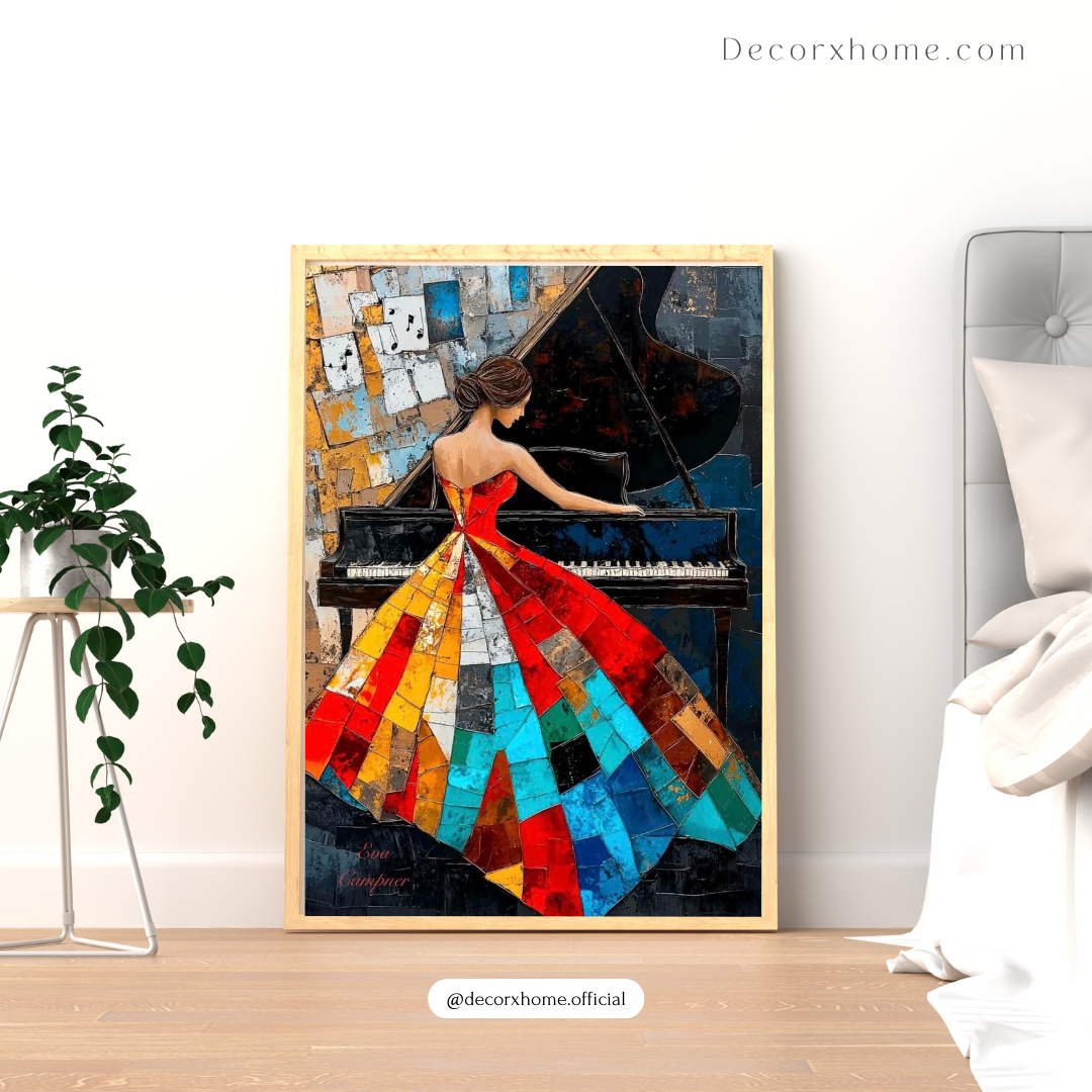 Colorful Pianist Art Poster – Elegant Musical Abstract Wall Decor