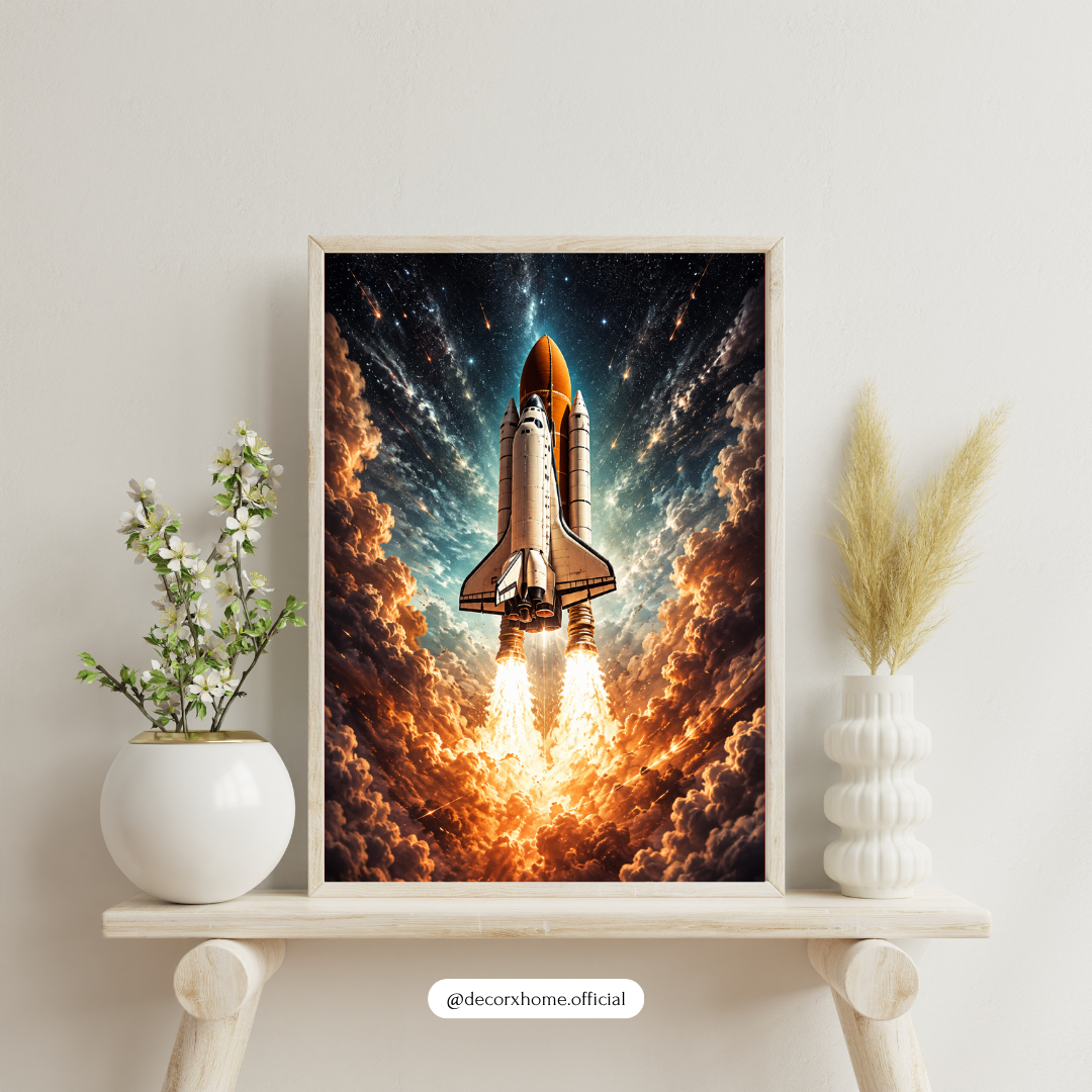 Space Shuttle Launch Wall Art Poster | Rocket & Cosmic Sky Inspirational Print | Decorexhome