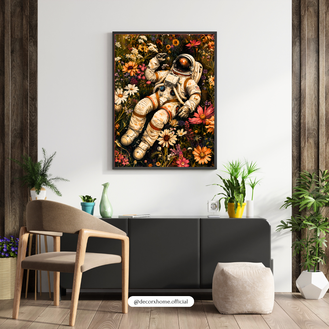 Astronaut in Wildflower Meadow Poster | Dreamy Space & Floral Wall Art by DecorxHome