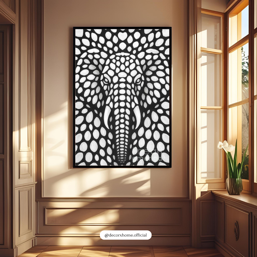 Abstract Elephant Wall Art Poster – Modern Black & White Home Décor by Decorxhome
